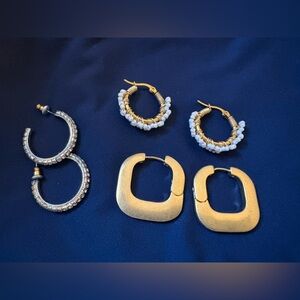 Elegant Gold and Silver Hoop Earrings Set
